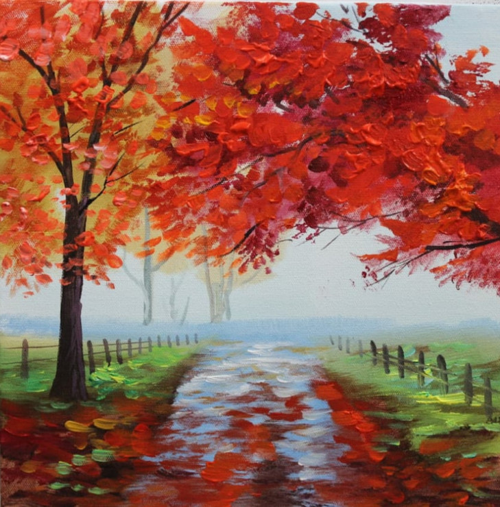 PATH TO PEACE SCENERY BY ARTOHOLIC (ART_3319_64928) - Handpainted Art Painting - 36in X 24in