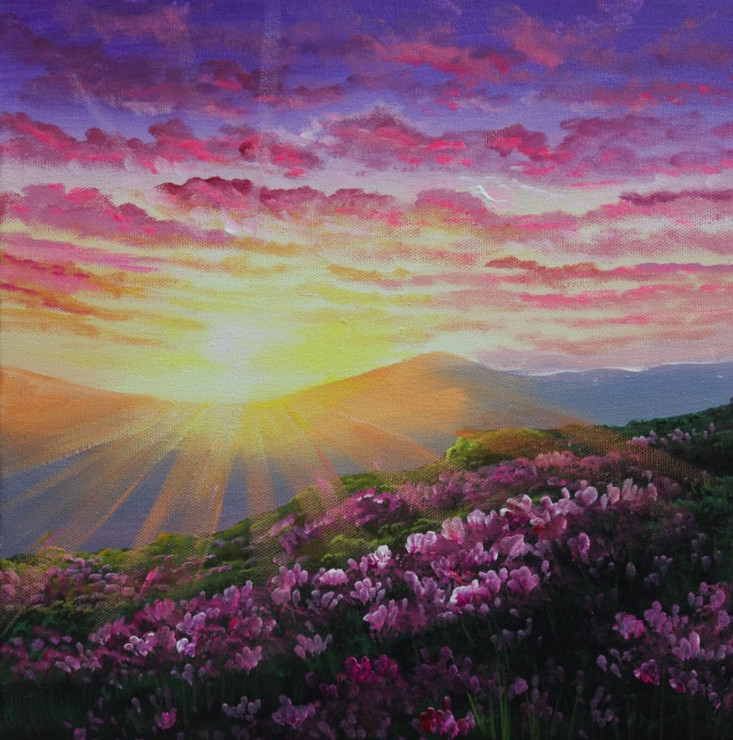 Peaceful View Heaven Scenery Landscape Painting (ART_3319_64926) - Handpainted Art Painting - 24in X 24in