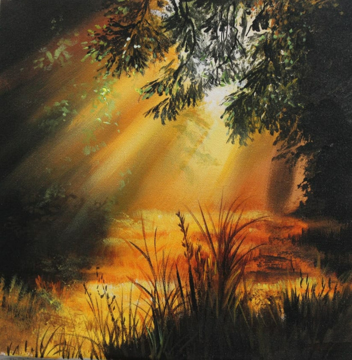 CALMING SUN RISE SCENERY BY ARTOHOLIC (ART_3319_64913) - Handpainted Art Painting - 30in X 30in