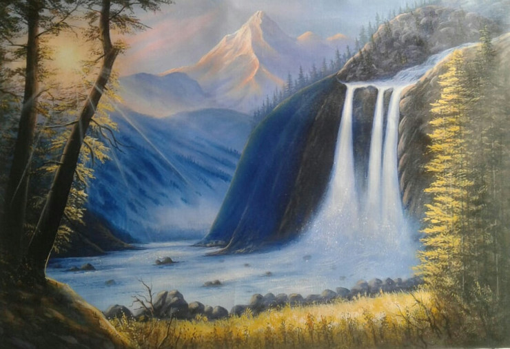 HEAVEN VIEW OF EARTH BY ARTOHOLIC-02 (ART_3319_64853) - Handpainted Art Painting - 36in X 24in