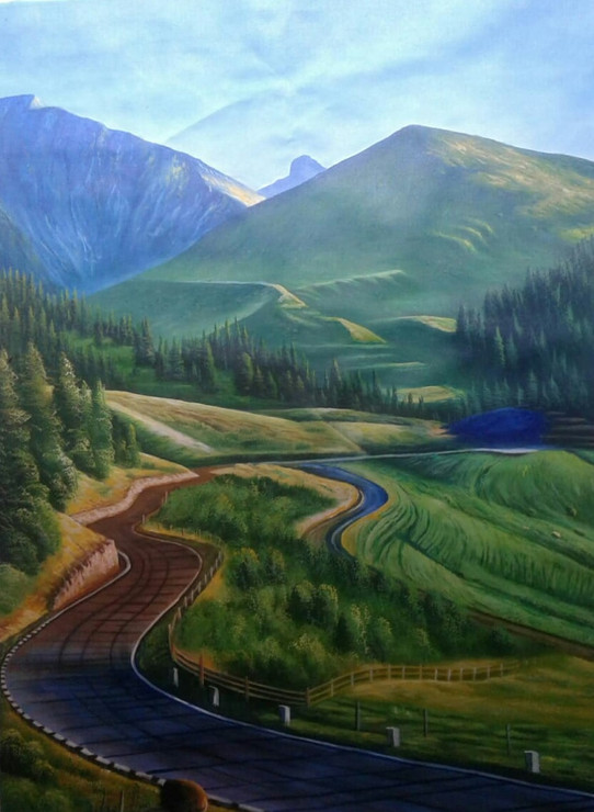 WAY TO PEACE SCENERY BY ARTOHOLIC-2 (ART_3319_64810) - Handpainted Art Painting - 24in X 36in