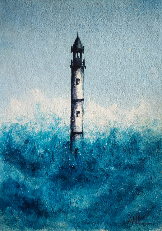 Lighthouse (ART_8466_64648) - Handpainted Art Painting - 10in X 14in