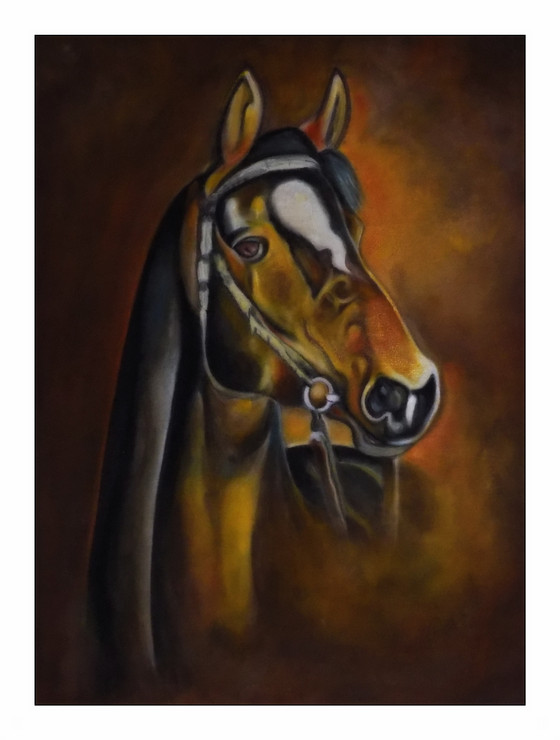 FRIENDS HORSE (ART_1033_26525) - Handpainted Art Painting - 24in X 32in