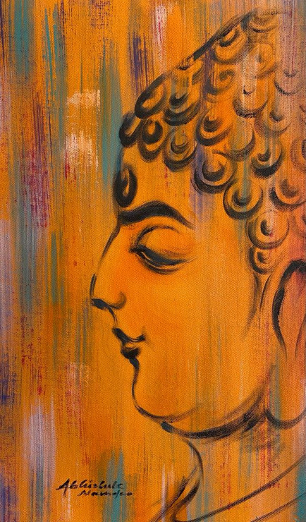 Buddha (ART_3512_65251) - Handpainted Art Painting - 10 in X 14in