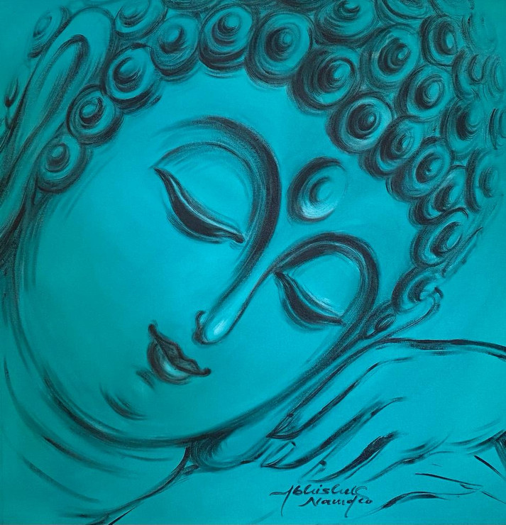 Buddha (ART_3512_65249) - Handpainted Art Painting - 24in X 24in