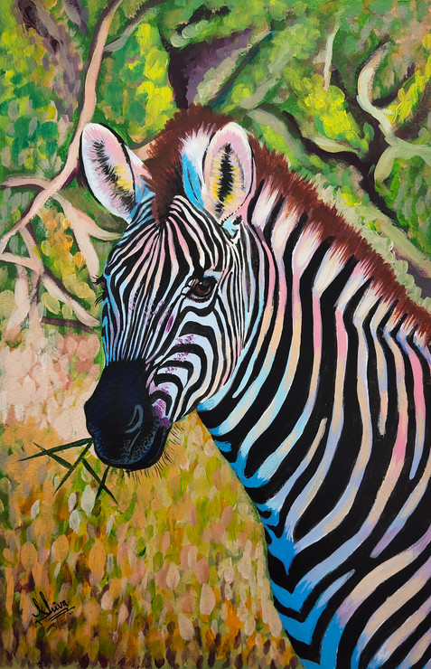 Zebra (ART_329_65471) - Handpainted Art Painting - 9in X 13in