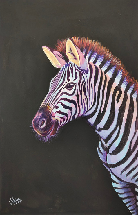 Zebra (ART_329_65470) - Handpainted Art Painting - 9in X 13in