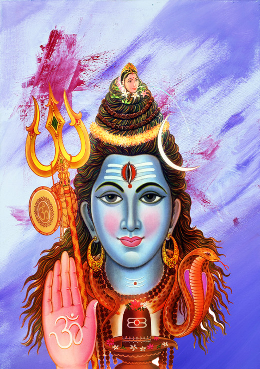 God shiva (ART_7809_65319) - Handpainted Art Painting - 26in X 36in