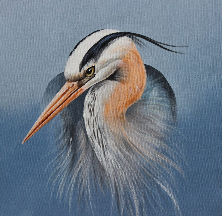 A GREAT BLUE HERON BIRD BY ARTOHOLIC (ART_3319_65296) - Handpainted Art Painting - 24in X 24in