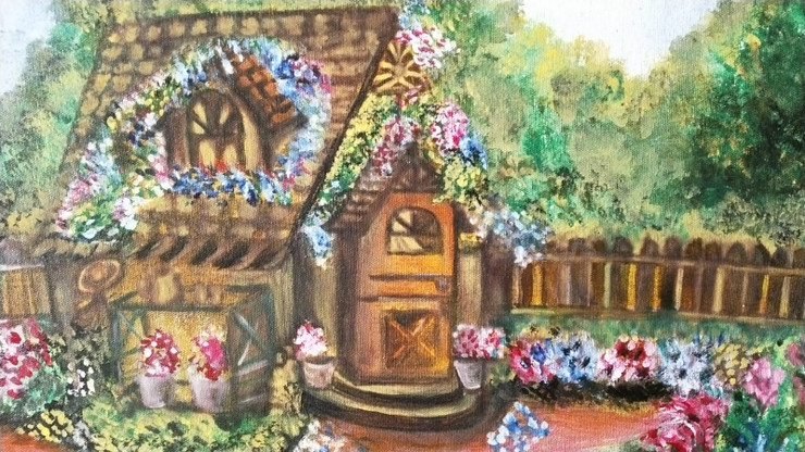 Dream House (ART_8494_65585) - Handpainted Art Painting - 24in X 20in