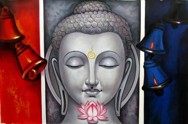 Mahanirvana 08 - 36in X 24in,RAJVEN11_3624,Acrylic Colors,Peace,Buddha,Shanti,Meditation,Buddhism - Buy Paintings online in India