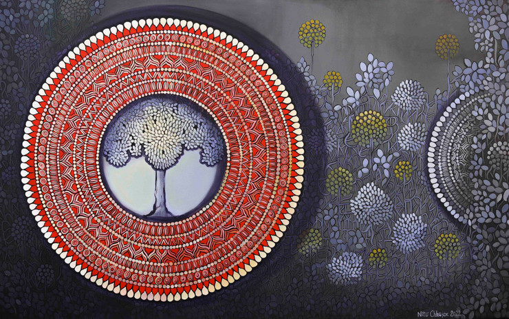 BHUMI (ART_3702_65845) - Handpainted Art Painting - 48in X 30in