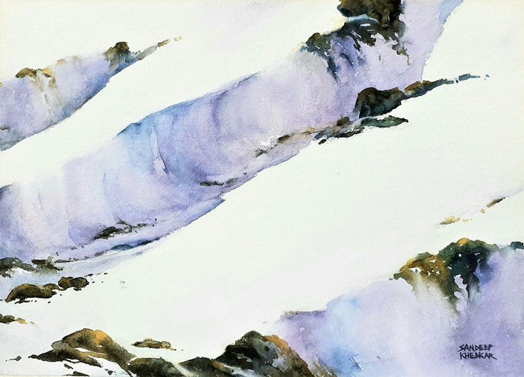 Snow Light 02 (ART_8495_65777) - Handpainted Art Painting - 14in X 10in