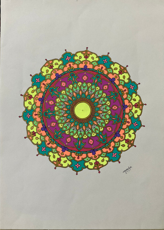 Rangoli Mandala (ART_8523_65767) - Handpainted Art Painting - 12in X 17in