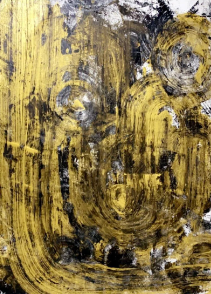 Missmessyartist GOLD & BLACK - ABSTRACT - Gold Black Geometric Shine (ART_1538_62054) - Handpainted Art Painting - 23in X 33in