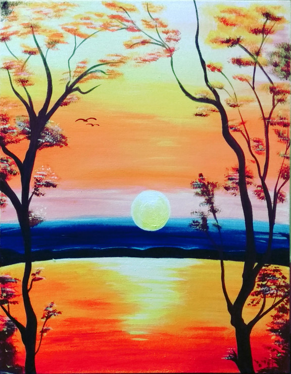 Sun Rise (ART_8316_65900) - Handpainted Art Painting - 20in X 30in