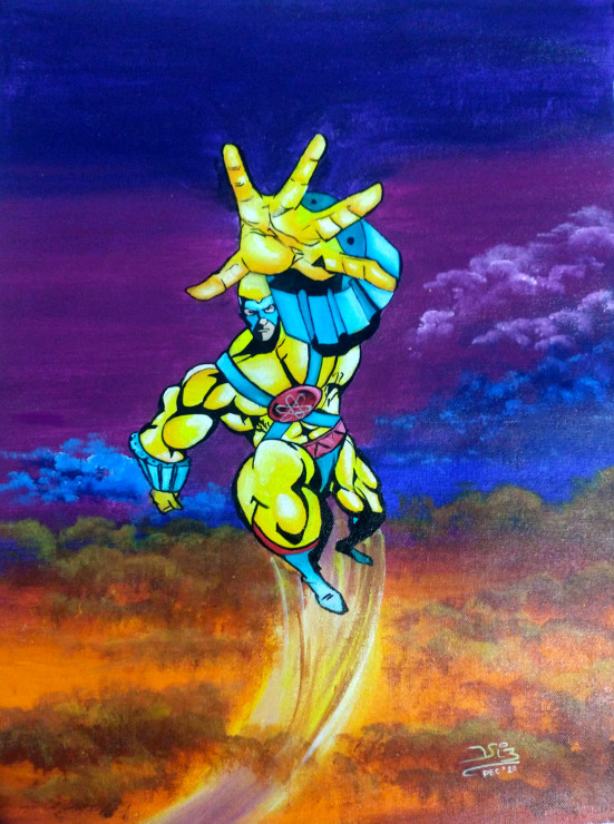 The Forgotten Superhero (ART_398_65915) - Handpainted Art Painting - 16in X 21in