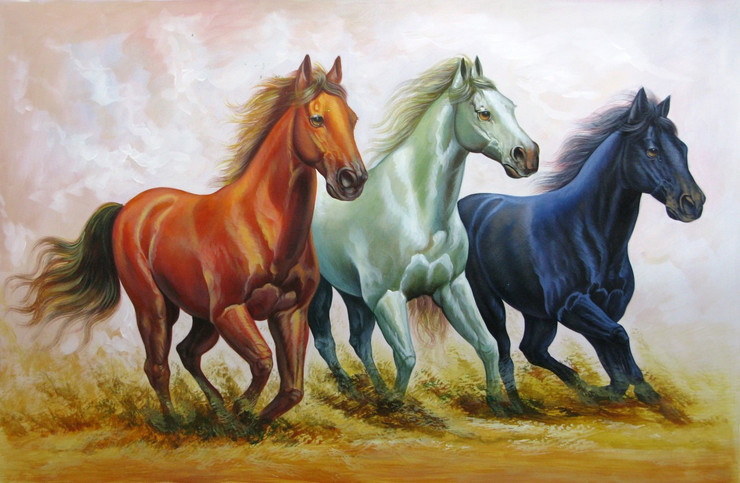 Strength and Valor04 - 36in X 24in,RAJVEN19_3624,Acrylic Colors,Race,Horses,Racing,Achiver,Riding - Buy Paintings online in India