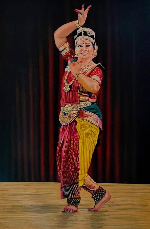 Indian Odissi Traditional Dancer  (PRT_7990_66119) - Canvas Art Print - 20in X 30in