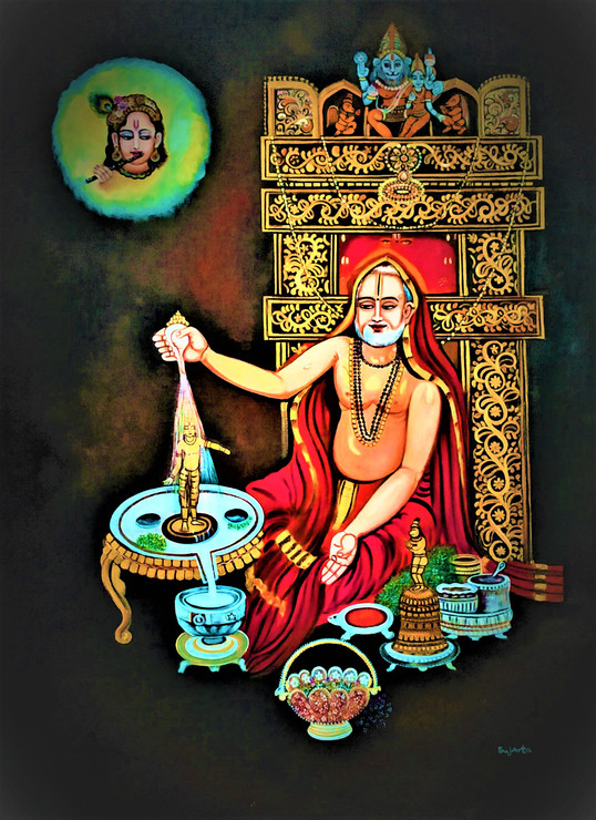 Guru Raghavendra Swamy  (ART_7433_53423) - Handpainted Art Painting - 30in X 40in