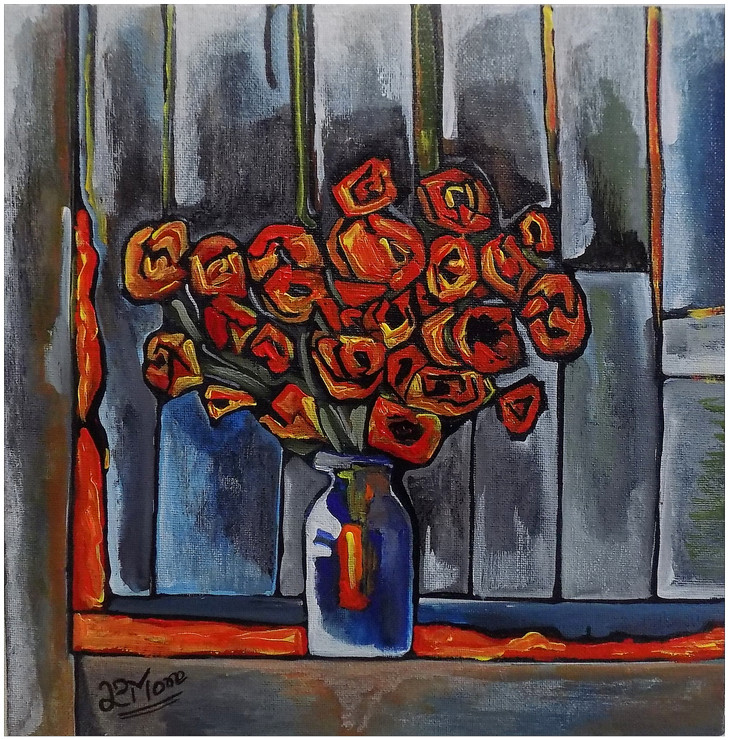 BOUQUTE OF FLOWER (ART_1033_66199) - Handpainted Art Painting - 12in X 12in
