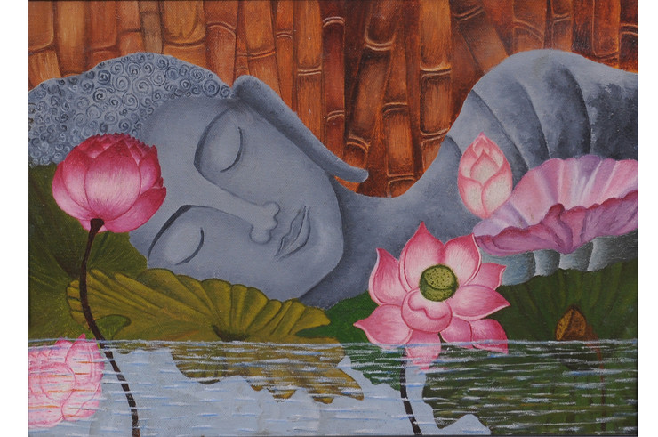 Sleeping Buddha (PRT_8503_66264) - Canvas Art Print - 12in X 16in