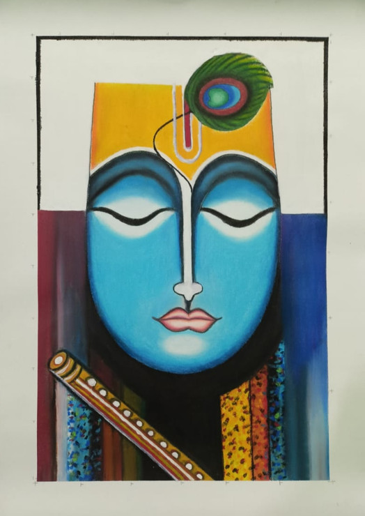Krishna (ART_8536_66329) - Handpainted Art Painting - 16in X 24in