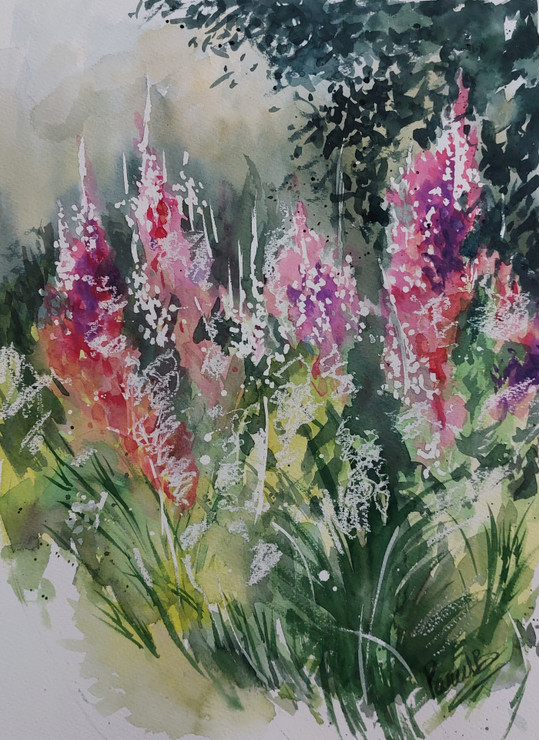 Rebirth-Pink Flowers (ART_8378_66297) - Handpainted Art Painting - 12in X 16in