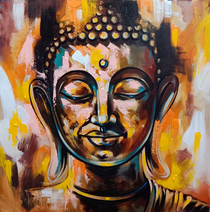 Buddha painting (ART_8562_66321) - Handpainted Art Painting - 24in X 24in