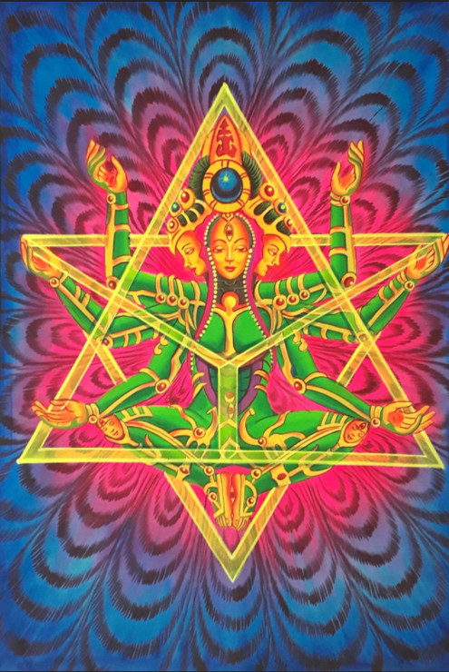 Mandala Meditation Fluorescent Painting (ART_7555_66428) - Handpainted Art Painting - 40in X 60in