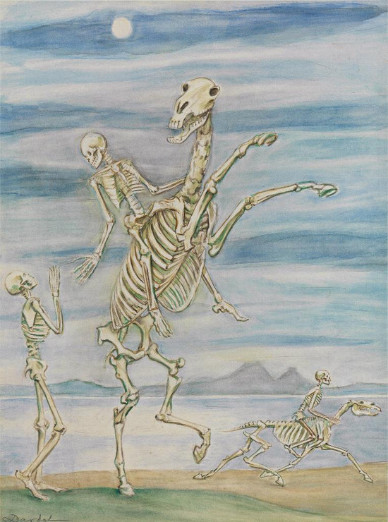 Skeleton On Horseback By Nils Dardel (PRT_15203) - Canvas Art Print - 23in X 30in