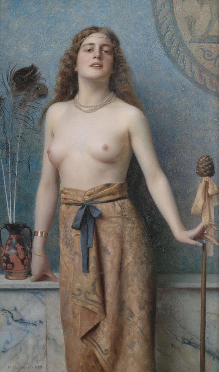 Young Bacchante With Thrysos Staff (1899) By Max Nonnenbruch (PRT_15212) - Canvas Art Print - 17in X 29in