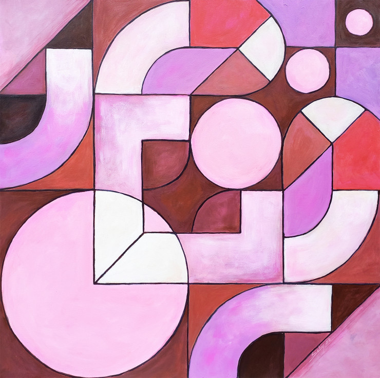 Geometric Abstract Series - 4 (ART_464_66820) - Handpainted Art Painting - 30in X 30in