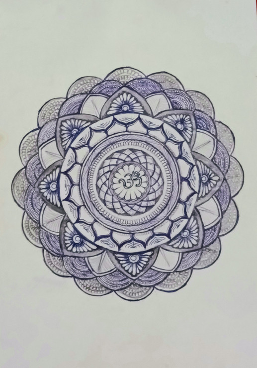 Blue mandala (ART_8584_66780) - Handpainted Art Painting - 8in X 11in