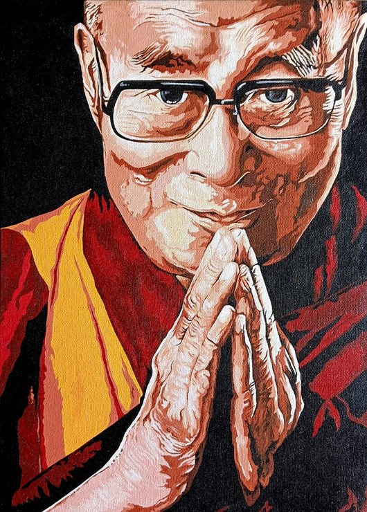 HIS HOLINESS  (ART_8594_66871) - Handpainted Art Painting - 12in X 17in