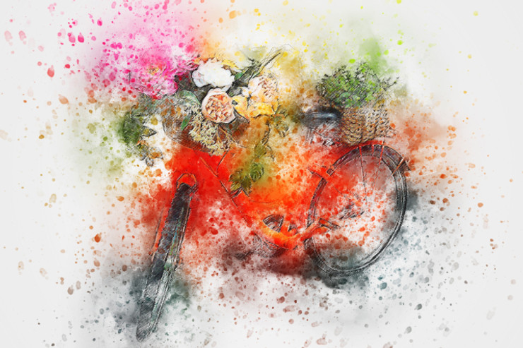 Bicycle Flowers 9 (PRT_7809_66975) - Canvas Art Print - 33in X 22in