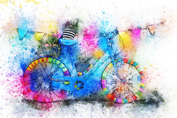 Bicycle Flowers 7 (PRT_7809_66973) - Canvas Art Print - 36in X 24in