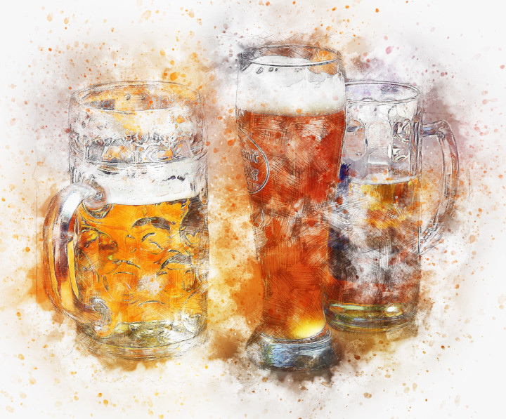 Beer Drink 2 (PRT_7809_66966) - Canvas Art Print - 30in X 24in