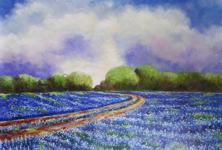 Landscape,Nature,Blue,Violet Flower Land,Beauty of Flower Land
