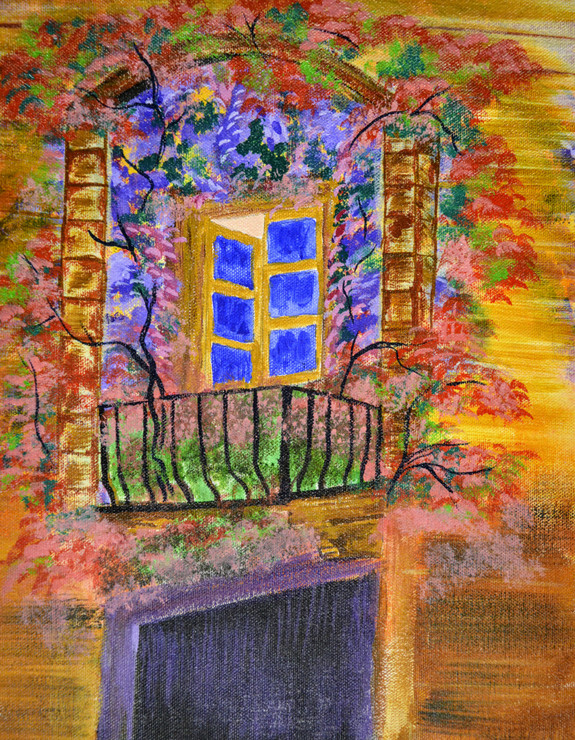 Charming Balcony (PRT_8580_66935) - Canvas Art Print - 10in X 13in