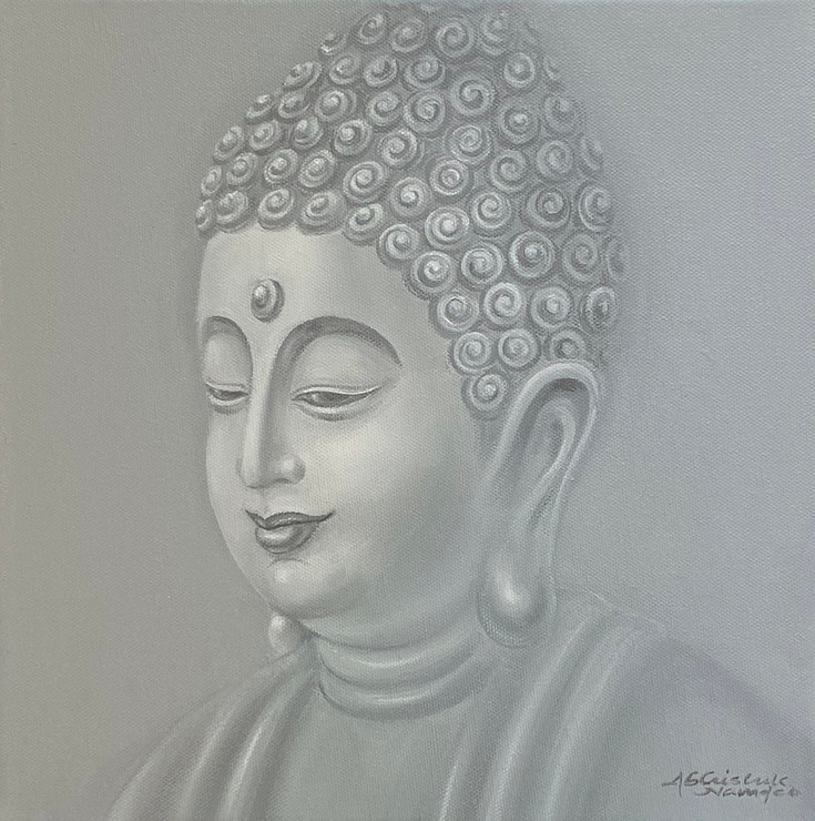 Buddha (ART_3512_67145) - Handpainted Art Painting - 12in X 12in
