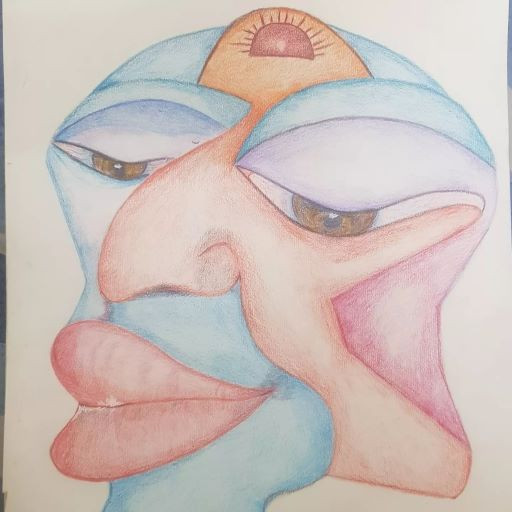 Human Face (ART_8603_67132) - Handpainted Art Painting - 8in X 7in