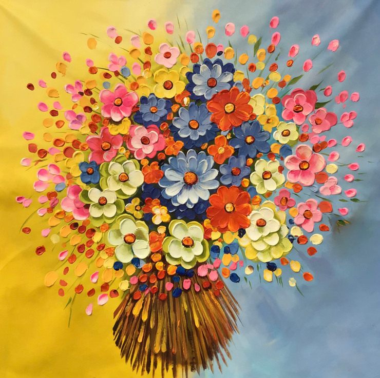 Flower painting  (ART_6706_66908) - Handpainted Art Painting - 30in X 30in