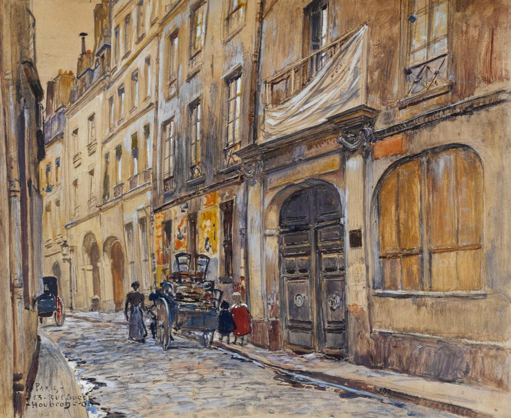 Entr√©e De L‚Äôancien Cimeti√®re Saint-Andr√©, 13 Rue Suger, En 1906. 6√®me Arrondissement (1906) (PRT_15297) - Canvas Art Print - 26in X 21in