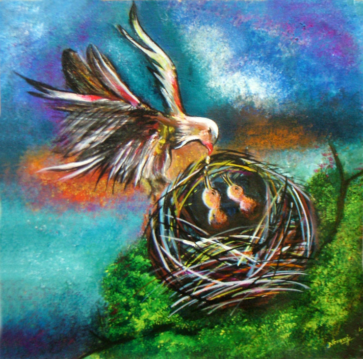 Spirit of Love (ART_1140_67197) - Handpainted Art Painting - 15in X 15in