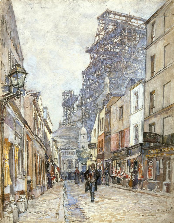 La Rue Du Chevalier-de-la-Barre, Avec Le Sacr√©-C≈ìur En Construction (1899) (PRT_15349) - Canvas Art Print - 20in X 26in