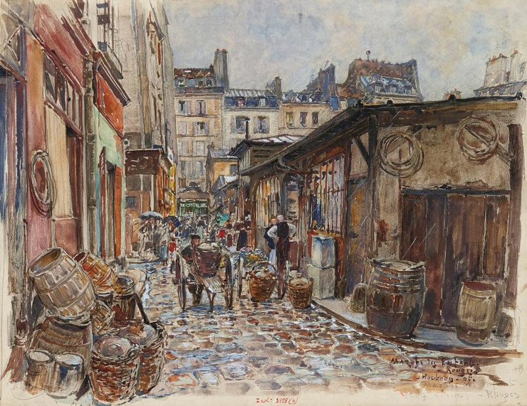 Le March√© Des Enfants Rouges, C√¥t√© Ouest By, Sous La Pluie, En 1907. 3√®me Arrondissement (1907) (PRT_15365) - Canvas Art Print - 18in X 14in