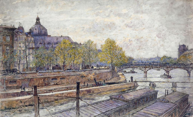 Le Quai Conti Et Le Pont Des Arts (1905) (PRT_15370) - Canvas Art Print - 30in X 18in