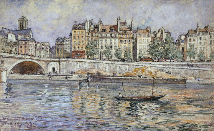 Le Quai De L‚ÄôH√¥tel-de-Ville Et Le Pont Louis-Philippe (1899) (PRT_15373) - Canvas Art Print - 30in X 18in