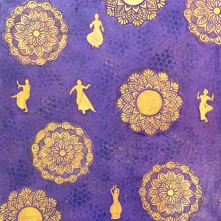 3D TEXTURE BHARATHANATIYAM POSES ACRYLIC (ART_7748_67247) - Handpainted Art Painting - 15in X 15in